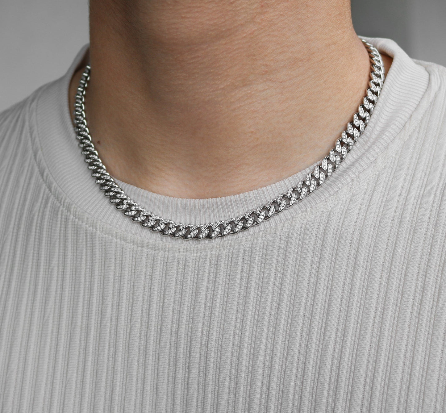 Sterling Silver Moissanite Cuban Chain