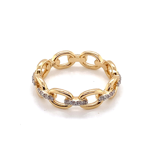 14K Eternity Link Ring with Pavé-set Diamonds