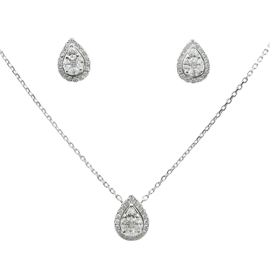 7/10 CT. T.W. Lab-Created Diamond Teardrop Pendant and Earrings in 14K White Gold