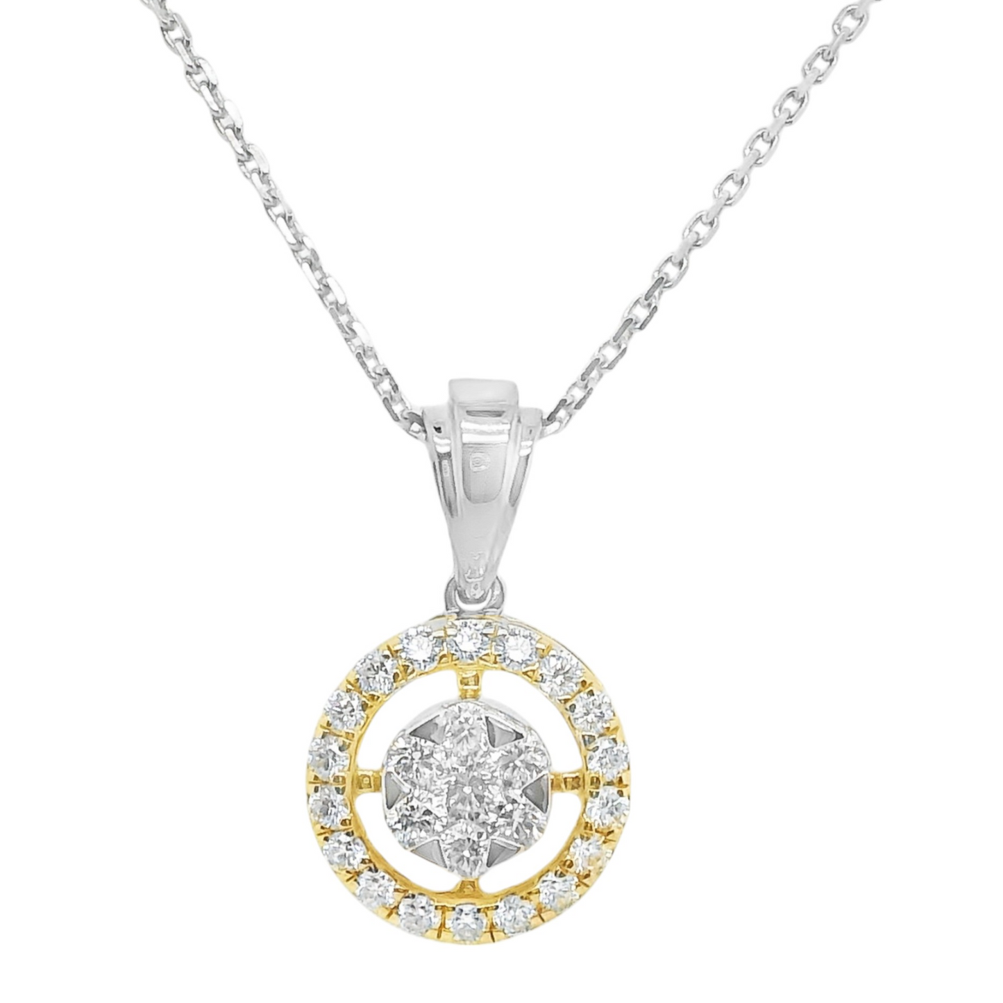 1-1/6Ct. T.W. 14K Halo Pave Drop Earrings and Necklace Set