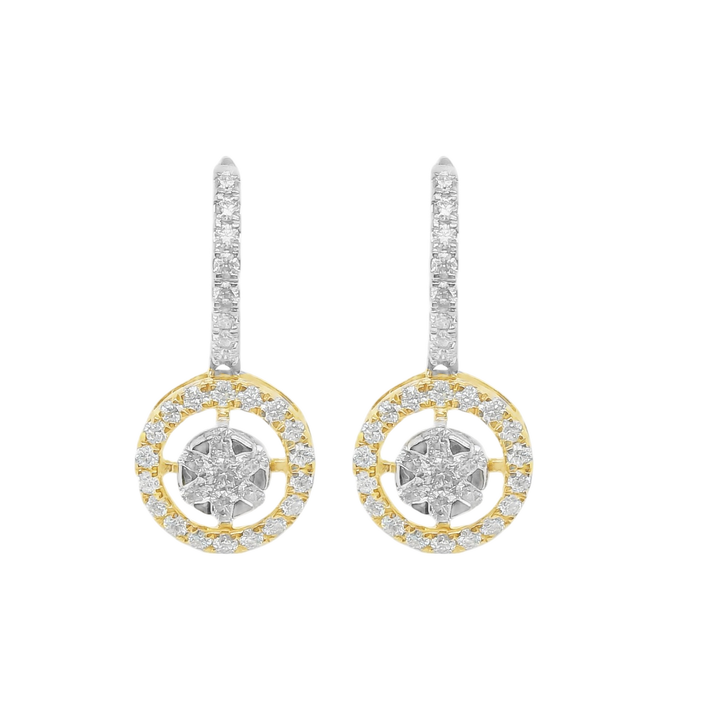 1-1/6Ct. T.W. 14K Halo Pave Drop Earrings and Necklace Set